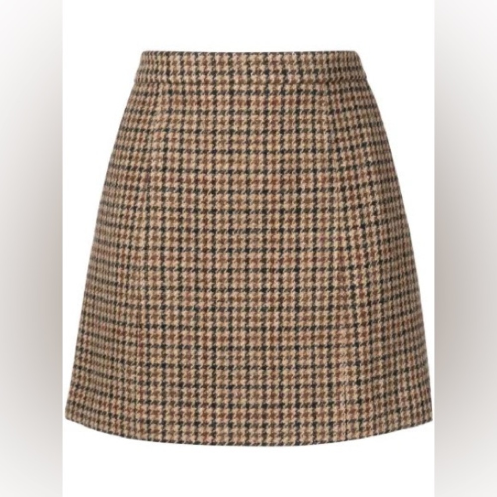 Kimhekim Wool Houndstooth Plaid Miniskirt size 34